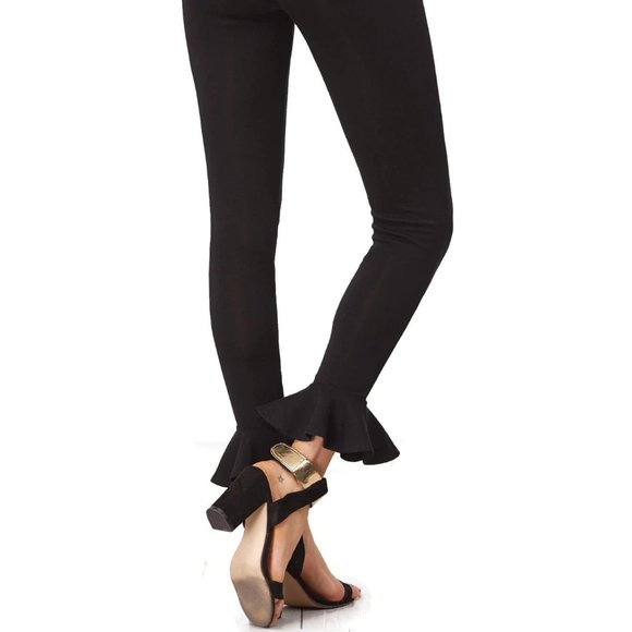 Ruffle Hem Leggings Black - Picture 2 of 4